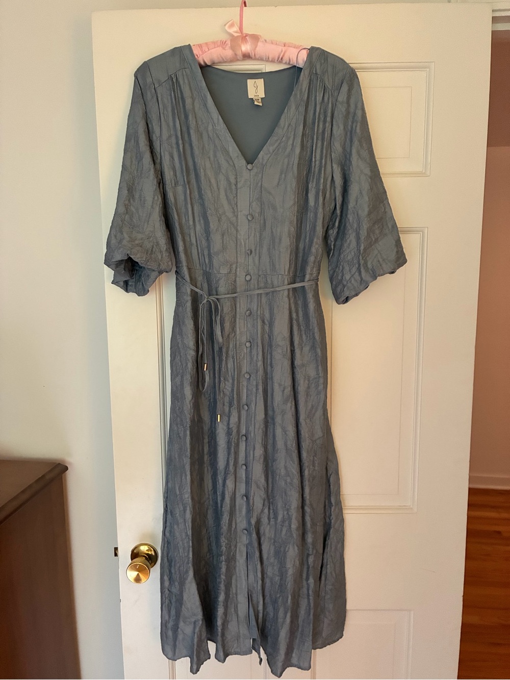 Joie Light Blue V-Neck Button-Front Midi Dress